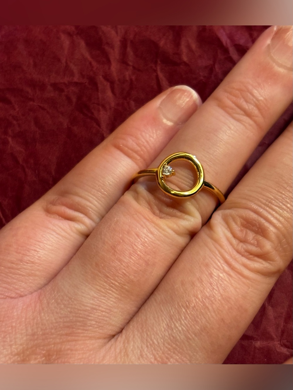 Charmed Aroma-Sterling Silver 925 Plated W/ 14k Champagne Gold-Ring W/CZ Accent